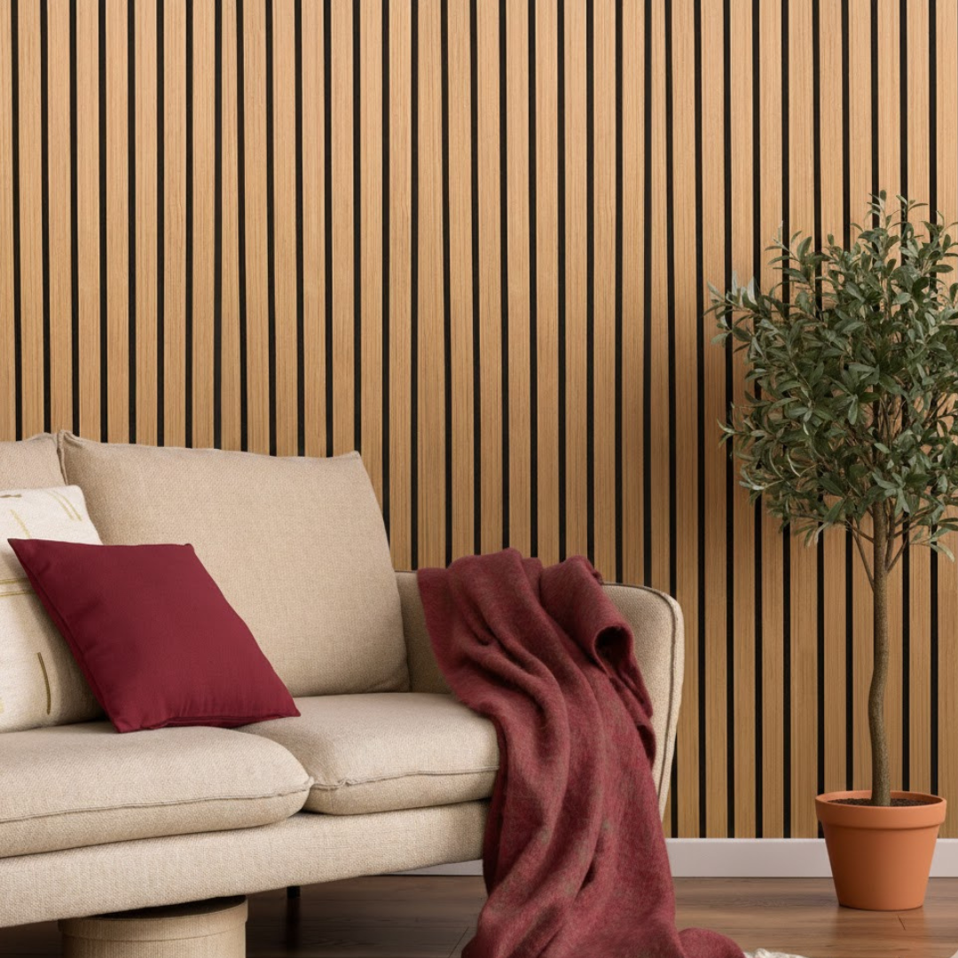 Premium Thick Slat Large Wall Panel 280cm x 60cm (Oak - 35mm thickness)