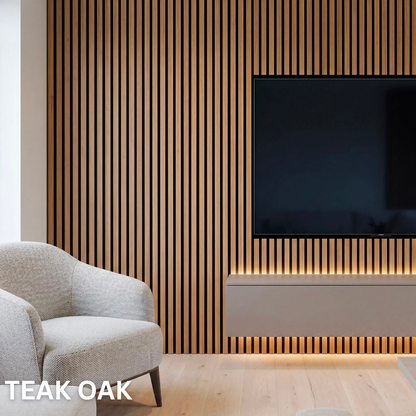 Premium Acoustic Wall Panels - Teak Oak
